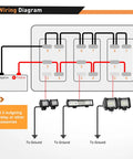 Wiring diagram for 2 Gang Rocker Switch Panel All In One With Dual USB Charger And Volt Meter Waterproof 12V 24V DC For Cars Trucks Boats RVs Marine Outdoor Use Night Glow Stickers