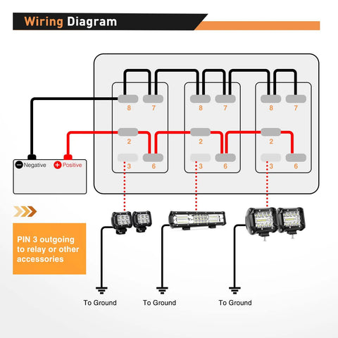 Wiring diagram for 2 Gang Rocker Switch Panel All In One With Dual USB Charger And Volt Meter Waterproof 12V 24V DC For Cars Trucks Boats RVs Marine Outdoor Use Night Glow Stickers