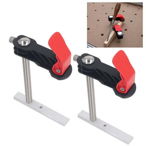 Two Pack Quick Release Hold Down Clamps For Woodworking Beefy Pro Grade Heavy Duty Stainless Steel Bench Dog Clamps With Easy Lock