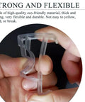 Heavy Duty 2 Inch Clear Blind Valance Clips For Wood Or Faux Wood Horizontal Blinds, close-up in hand, showing strong, flexible design.