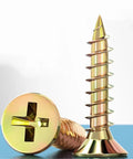 Heavy Duty Cross Flat Head Wood Screws Made From Galvanized Carbon Steel For M3 To M6, shown upright and flat