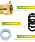 Beefy Anti Siphon Valve Three Quarter Inch Hose Bib Backflow Preventer Set with brass, washers, and tape for garden spigot and RV.