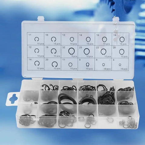 Heavy Duty Snap Ring Kit Circlips C Clips Set For Shafts And Bores, Internal And External Lock Rings, 225 Pieces, Assortment Box