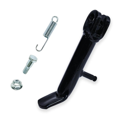 Black Spring Loaded Mini Bike Kickstand For Monster Mega Moto MMB80 MMB105 Coleman RB100 105cc Matovox MBX10 MBX11 MBX12 Mototec 105cc and Orxyearth Kids Dirt Bikes with spring and bolt kit.