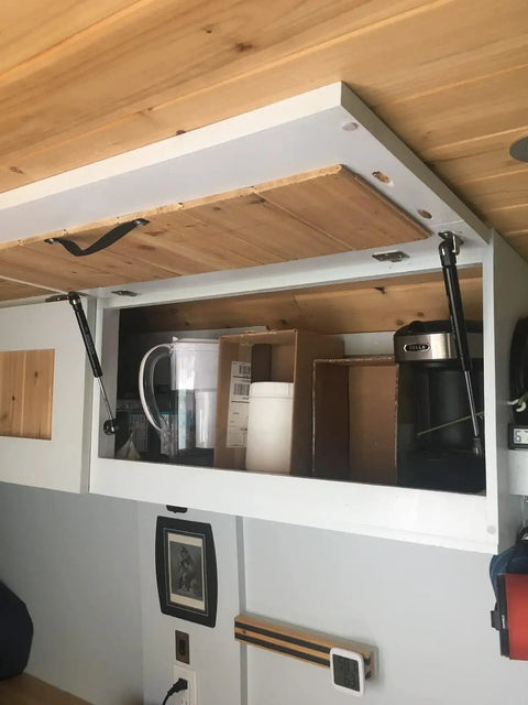 100N 22.5lb Gas Struts 10 Inch Lift Supports Set Of 4 for lids and doors inside a cabinet lifting door at 90 degrees