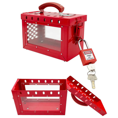 Lockout Tagout Box Kit With Five Loto Locks Portable Safety Station Built Tough Steel Box With Clear Acrylic Sides