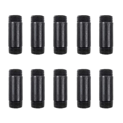 Ten Pack Three Quarters Inch By Two Inches Black Malleable Iron Pipe Nipples Fitting With Threaded Ends For DIY Steampunk Projects