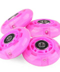 LED Light Up Inline Skate Wheels With Bushings For Kids And Beginners Set Of 64mm 70mm 72mm 76mm And 80mm Soft 85 88A Pink