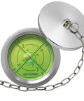 Metal Round Spirit Level Bubble Level vials with protection cover Size 70x20mm(Green) with cover open and green vial.