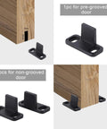Barn Door Floor Guide Matte Black Metal Floor Mounted Bottom Guide Hardware Adjustable For Sliding Doors Two Pack Durable Carbon Steel With Powder Coated Finish Works With Grooved And Non Grooved Doors