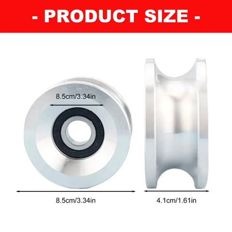 Heavy Duty U Channel Metal Pulley Wheel With Center Bearing 85 Mm Diameter For Lifting, Cable Guidance, And Line Routing, 20 Mm Center Bore Rigging Sheave, Easy Alignment And Safe Hoist Operation. 85mm metal pulley wheel