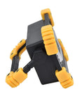 YWBL-WH Mini COB Emergency Flood Light, 6-Angle Adjustable Stand with yellow rubber grips for stable positioning.
