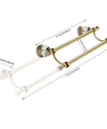 Crystal Double Towel Holder With Adjustable Gold Towel Bar From 18.66 To 30.51 Inches Wall Mounted Bathroom Rail Rack Lux Crystal End Caps