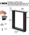 Top Shelf 16 Inch Metal Bench And Desk Legs Heavy Duty Furniture Feet With Adjustable Glides Black Steel Pipe Table Base Support detailed dimensions.
