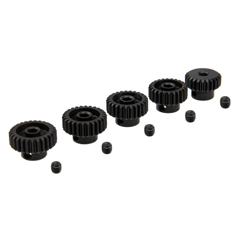 5 Pack Steel Pinion Gears 48P 3.175mm Shaft Set 23T 24T 25T 26T 27T For 1/8 Inch RC Motors Hardened Steel Durable Pinions Great For Arrma HPI Kyosho
