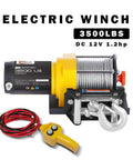 3500Lb ATV UTV Electric Winch With Roller Fairlead And Mount Plate Low Amp 12V DC Motor Freespooling Clutch 1 Stage Planetary Gear Heavy Duty Recovery Winch For Jeeps Trucks Boats And Multi Purpose Trailers with cable and remote