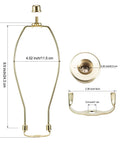 Straight Fire Slick Polished Brass Lamp Harp 10 Inch Light Duty Replacement Hardware with detailed measurements and clips.