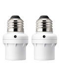 Light Sensor Socket Adapter E26 E27 Dusk To Dawn Automatic Sensor For Porch And Wall Light Fixtures Compatible With Incandescent CFL LED Halogen 2 Pack White ETL Listed For Outdoor Use, showing two adapters