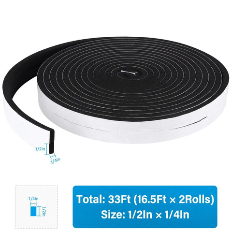 Foam Insulation Tape For Doors And Windows DGSL Half Inch By Quarter Inch By Thirty Three Feet Weather Stripping Seal