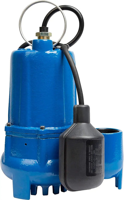Automatic Cast Iron Sump Pump 115V One Half HP 4300 GPH With Tethered Switch For Residential Basements In Blue Finish