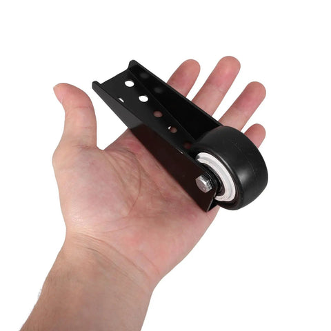 Bulletproof Anti Sag Gate Wheel For Wooden Barn Doors and Outdoor Fences delivers silent operation, featuring heavy-duty black steel construction.