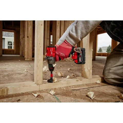 Professional Heavy Duty Brushless Cordless Drill Driver With Half Inch Chuck And Auto Stop Feature 18V Compatible Bare Tool used on wooden beams.