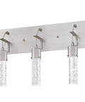 Three-Light LED Bathroom Vanity Fixture In Brushed Nickel With Bubble Glass, Energy-Efficient 22-Watt LED Equivalent To 100W