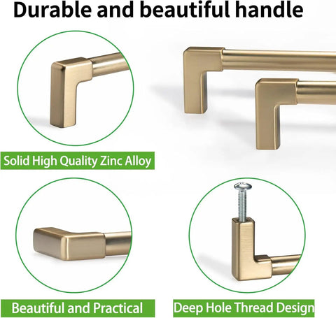 5 Pack Classic Solid Cabinet Handles In Champagne Bronze, 8 Inch screw spacing, solid zinc alloy detail view