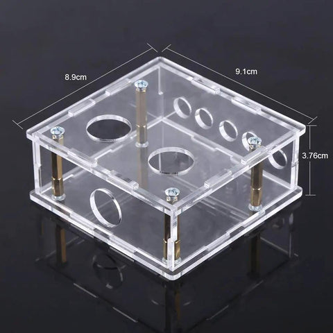 Tube Preamp Enclosure Protection Kit Built For 6J1 Valve Preamp Board with clear acrylic panels and precise cutouts.