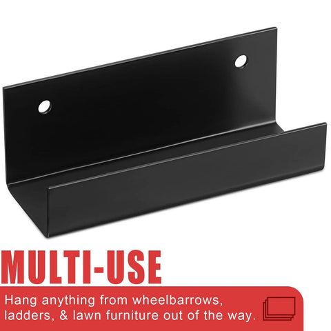 4 Pack Wall Mount Wheelbarrow Hanger Hooks Heavy Duty Steel Garage Storage Organizer For Ladders Carts Chairs Bicycles Easy Install