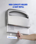 Wall Mount Toilet Seat Cover Dispenser For Commercial Use, Half Fold Sheets, 304 Stainless Steel Construction, 16 Inch, Easy Refill