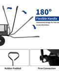 All Terrain Steel Garden Cart With 10 Inch Wheels And 180 Degree Rotating Handle detailing flexible handle and rubber grip