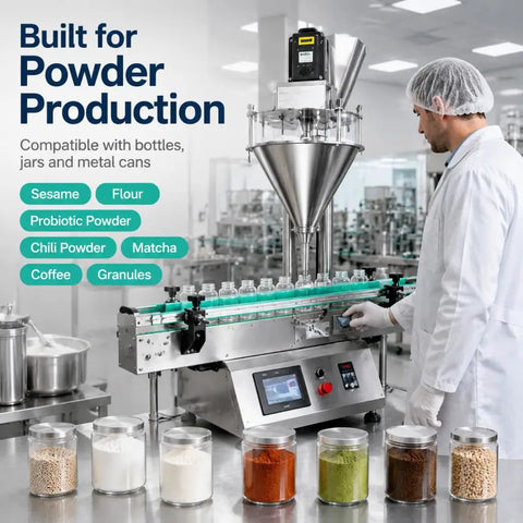 Desktop Automatic Powder Filling Machine With 15L Viewable Hopper And Precision 5 To 500 Milliliter Auger Filler For coffee and spices.