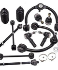 Black Sealed Front Suspension Kit For Jeep Grand Cherokee 2005 To 2010 With Inner Outer Upper Lower Arms And Ball Joints Plus Mounting Hardware Bushings For Smooth Ride, black steel parts and boots