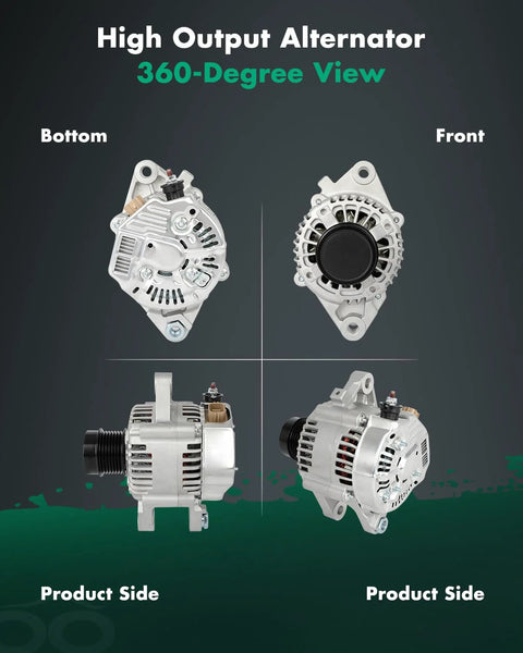 Beefed Up Alternator Replacement For Toyota Tacoma 2.7L 2007 2016 12V 80Amp CW SD7 Pulley 360-degree view with front and side angles