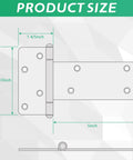 Diagram showing dimensions of 5 Inch T Strap Shed Door Hinges 260 Lb Capacity 6 Pack, featuring black iron material for wooden fences and barn doors.