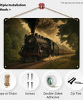 Vintage Steam Train Aluminum Wall Art 8x12 Inch Dope Retro Forest Railway Locomotive Metal Print Rustic Industrial Decor