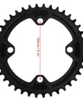 Dope Lightweight Aluminum Chain Ring 104 BCD 40T 42T Narrow Wide Round Chain Ring For Mountain Bike And Single Speed CNC Machined Replacement Part For AM And XC Cranksets. Image of black chainring with 104mm BCD measurement line highlighted.