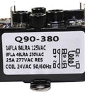 Beefy Enclosed General Purpose Fan Relay Replacement For Emerson 90-380, 24V Coil, Type 184, front view with label and tabs visible