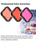 3 Pack Dive Filter Set For GoPro Hero 5 6 7 Black Super Suit Housing Red Light Red And Magenta Color Correction displayed