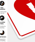 Front view of AED sign packaging; white sign with red border, 10x14 in, 55 mil HDPS