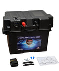Solid State Group 24 Smart Battery Box With Led Voltage Display And Dual Usb C Pd Ports Plug And Play Protective Case For LifePo4 Agm Gel Marine Batteries Dead Simple For Trolling Motors And Off Grid Backup, showing top view with ports.