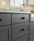 Solid As A Rock Polished Nickel Cabinet Door Knobs With Textured Aluminum Alloy Drawer Pulls on gray kitchen drawers.