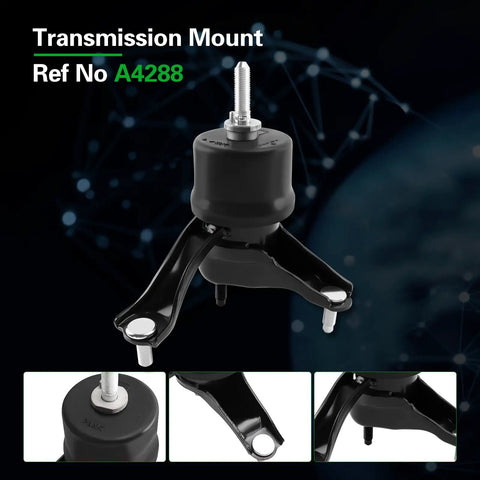 Tough Built Engine Motor And Transmission Mount Set For Toyota Camry 2007 Through 2011 OE replacement, heavy duty rubber construction.