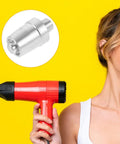 Heavy Duty Silver Aluminum Alloy Blower Drying Nozzle For Compressed Air Equipment with a red hair dryer in hand.