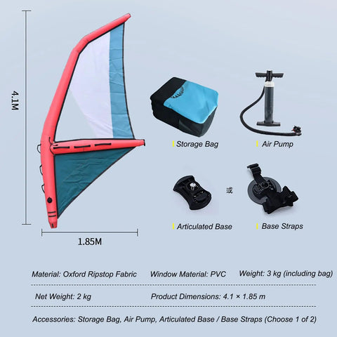 Inflatable Wing Foil Surf Wing Portable Waterproof Handheld Wind Kite for Foiling, Surfing, SUP Board with accessories
