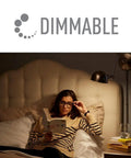 Woman reading under dimmable light, showcasing Pro Series A19 75W Equivalent LED Bulbs 1100 Lumens Daylight 5000K Dimmable 25,000 Hour Life 90+