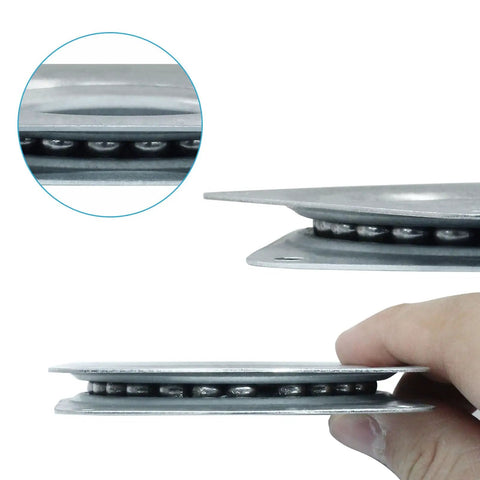 Heavy Duty 2 Pack 3 Inch Lazy Susan Turntable Smooth 360 Ball Bearing Rotation Galvanized Steel Cabinet Organizer close-up showing ball bearings.