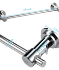 Close-up of 24 Inch Suction Cup Towel Bar No Drill Removable Vacuum Towel Holder showing dimensions and mounting details.