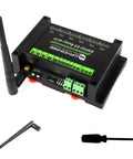 Beefed-Up 6 Channel ESP32 S3 WiFi Relay Module For AIoT Projects with antenna and screwdriver, front angled view